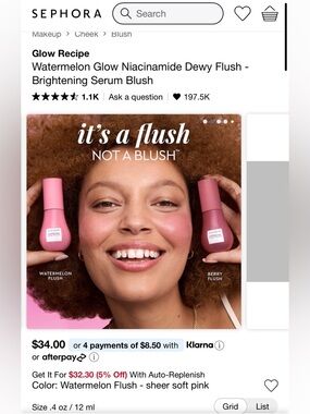 Glow Recipe Watermelon Glow Niacinamide Dewy Flush - Brightening Serum Blush